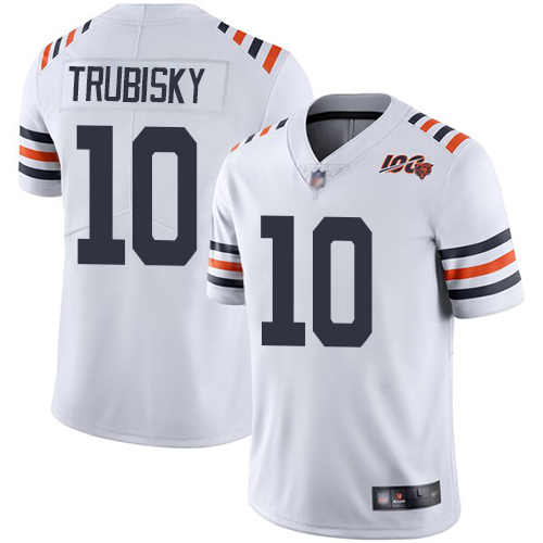 Youth Chicago Bears #10 Trubisky White 100th Anniversary Nike Vapor Untouchable Player NFL Jerseys